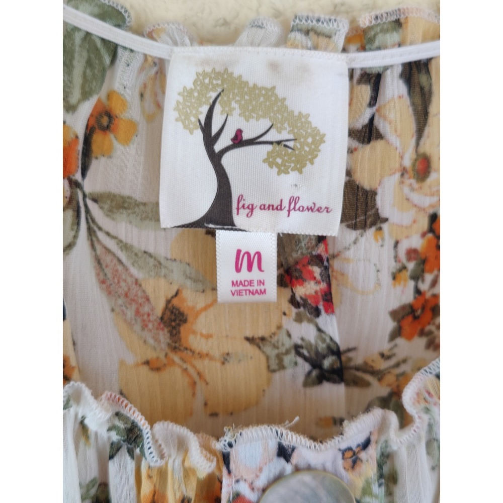 Anthropologie Fig & Flower Floral Tiered Maxi Dress M Cottagecore Boho Smocked - Picture 5 of 5